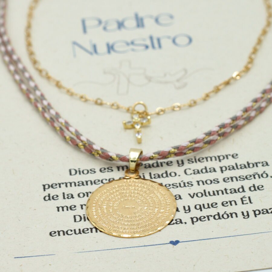 Collar Doble + Aretes Padre Nuestro